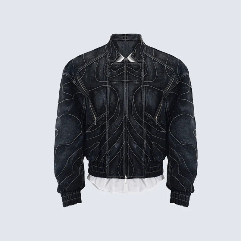 Functional patchwork embroidered jacket