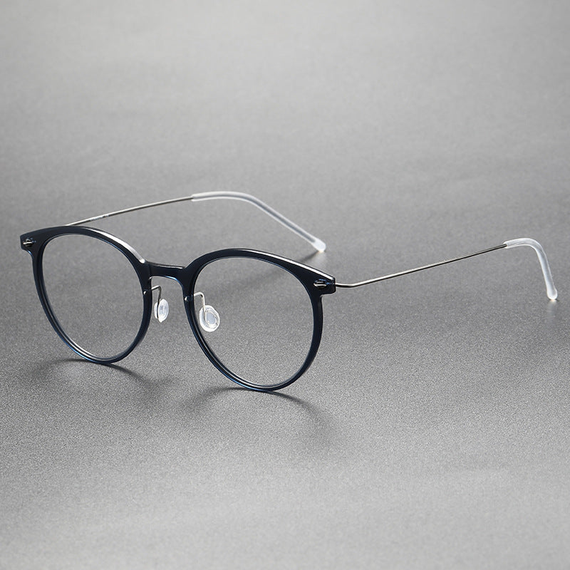 Black Round Eyeglasses Timeless Acetate & Gold Titanium Design
