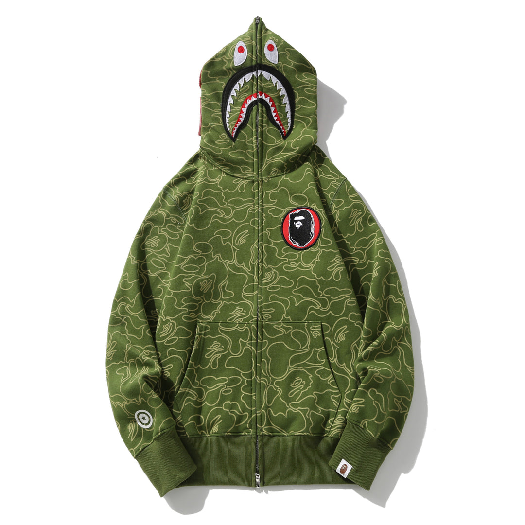 BAPE Shark camouflage hooded cardigan jacket