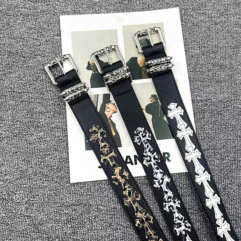 Chrome Hearts Leather pasted Roller type Hollow Vine Needle buckle Belt