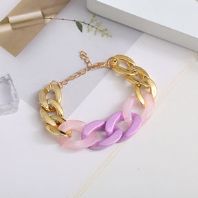 Three pink resin Cuban bracelet