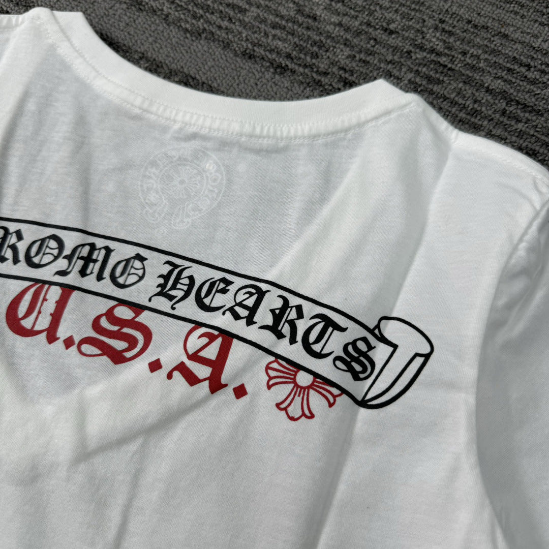 Chrome Hearts V-neck slim fit short-sleeved T-shirt