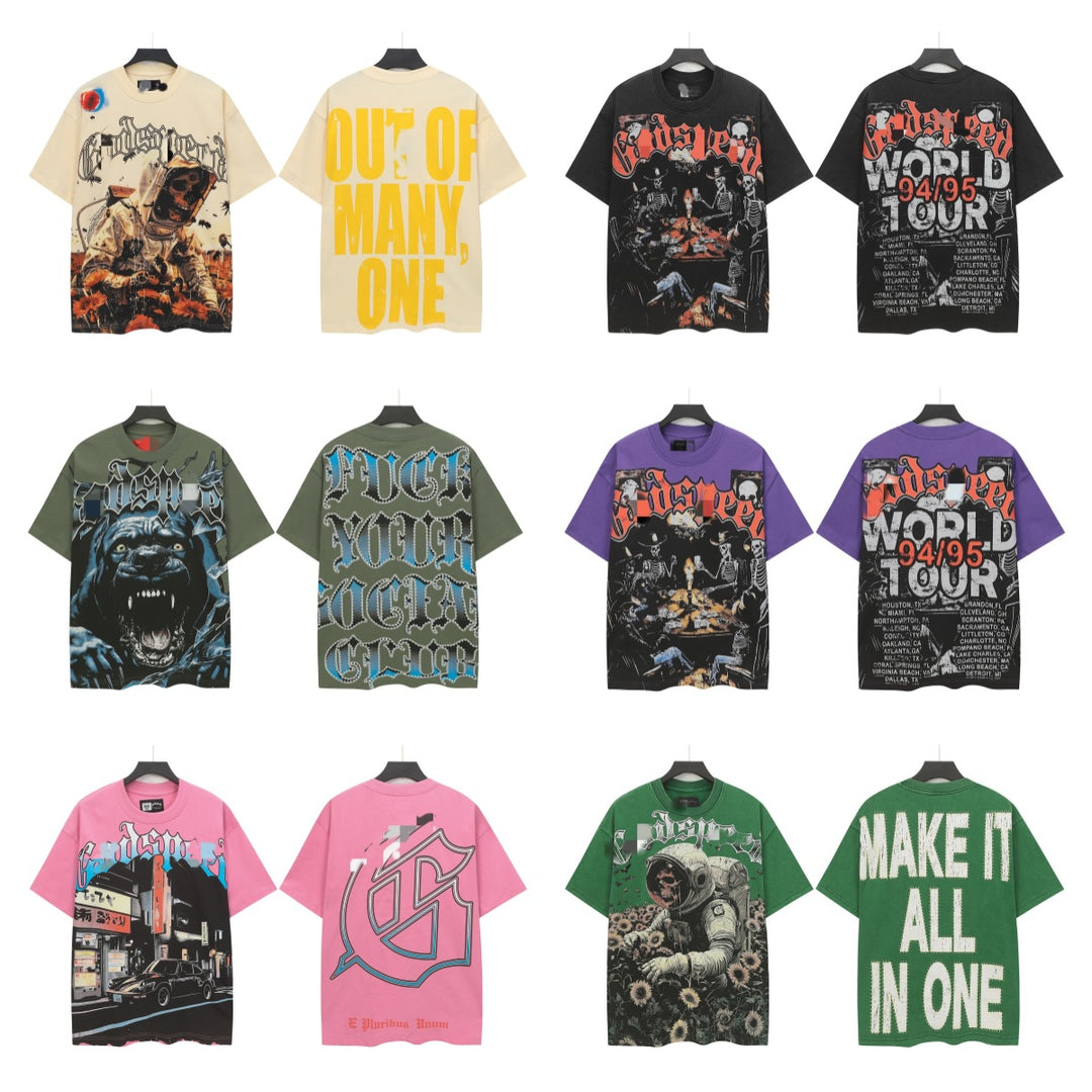 Skull Man rock band print hip-hop loose T-shirt