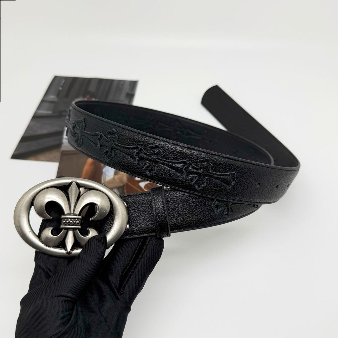 Chrome Hearts Cross-Motif Classic Leather Belt