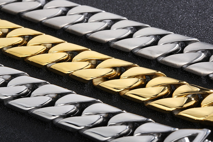 Thin 20mm Cuban chain stainless steel bracelet