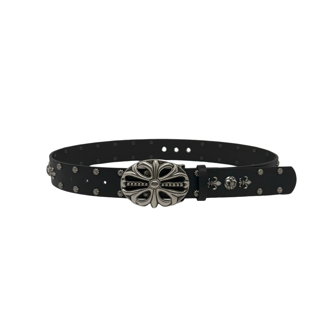 Studded Belt with Carved Crosses and Openwork Plate Buckle