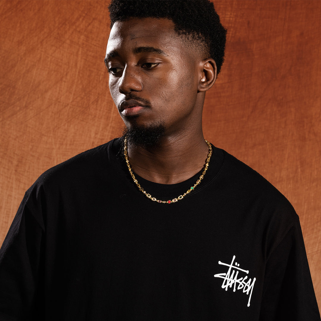 Hip-Hop Diamond-Encrusted 6mm Colored Gemstone Bracelet