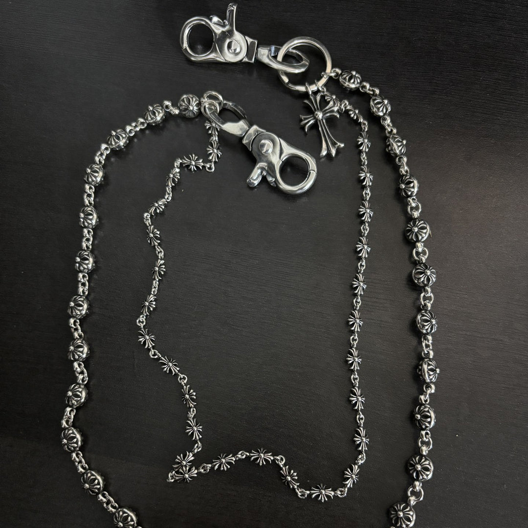 Chrome Hearts double lobster buckle double cross chain pants chain