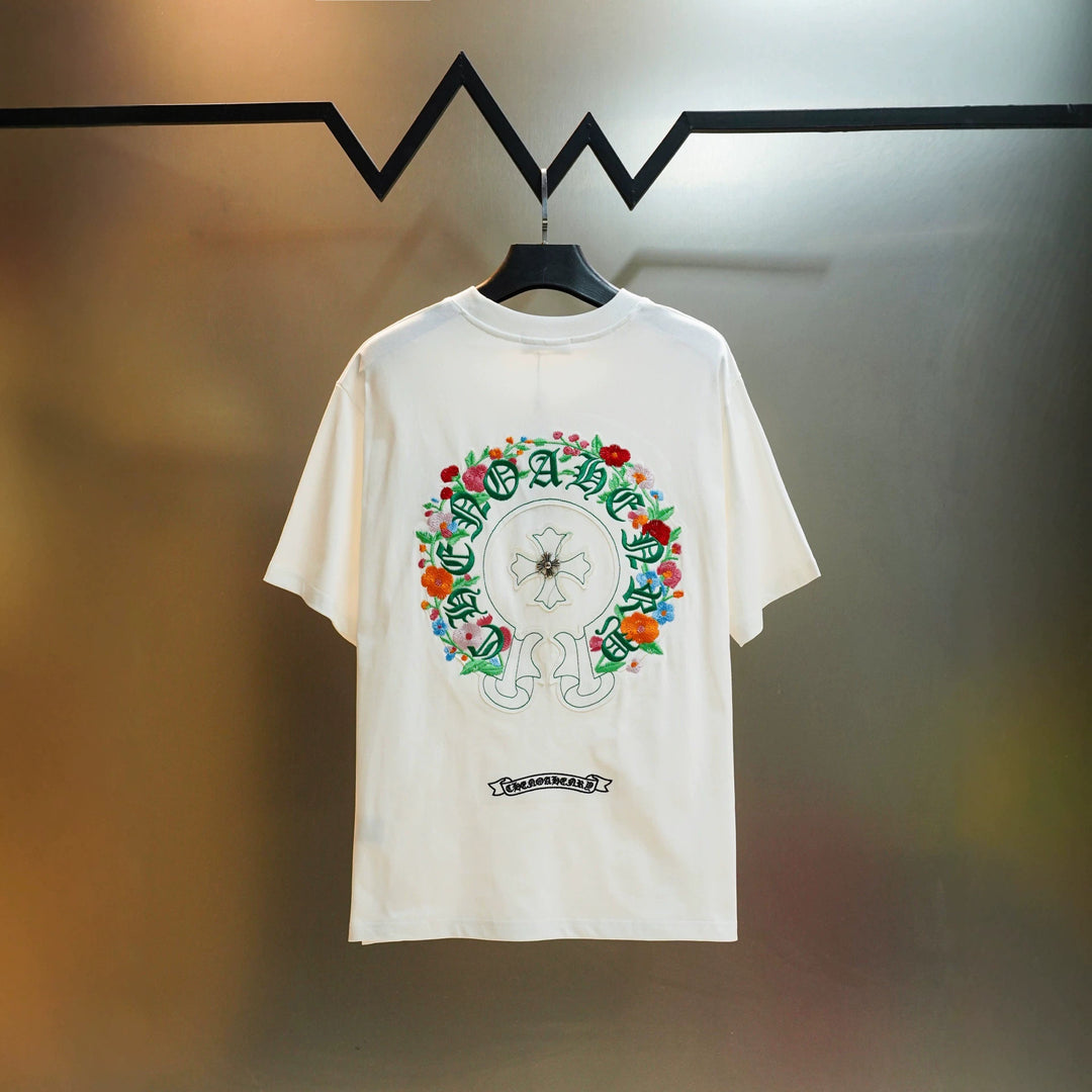 Chrome Hearts Colorful Tree Planting Garden Embroidery T-Shirt