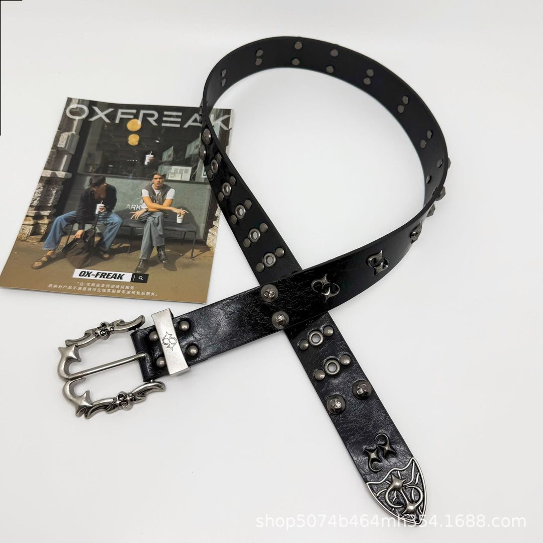 Riveted Metal Belt with Pin Buckle