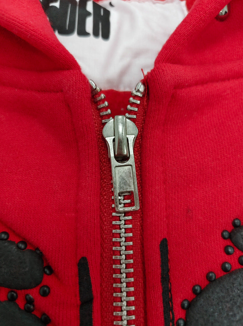 Sp5der fleece-lined zip-up spider web jacket