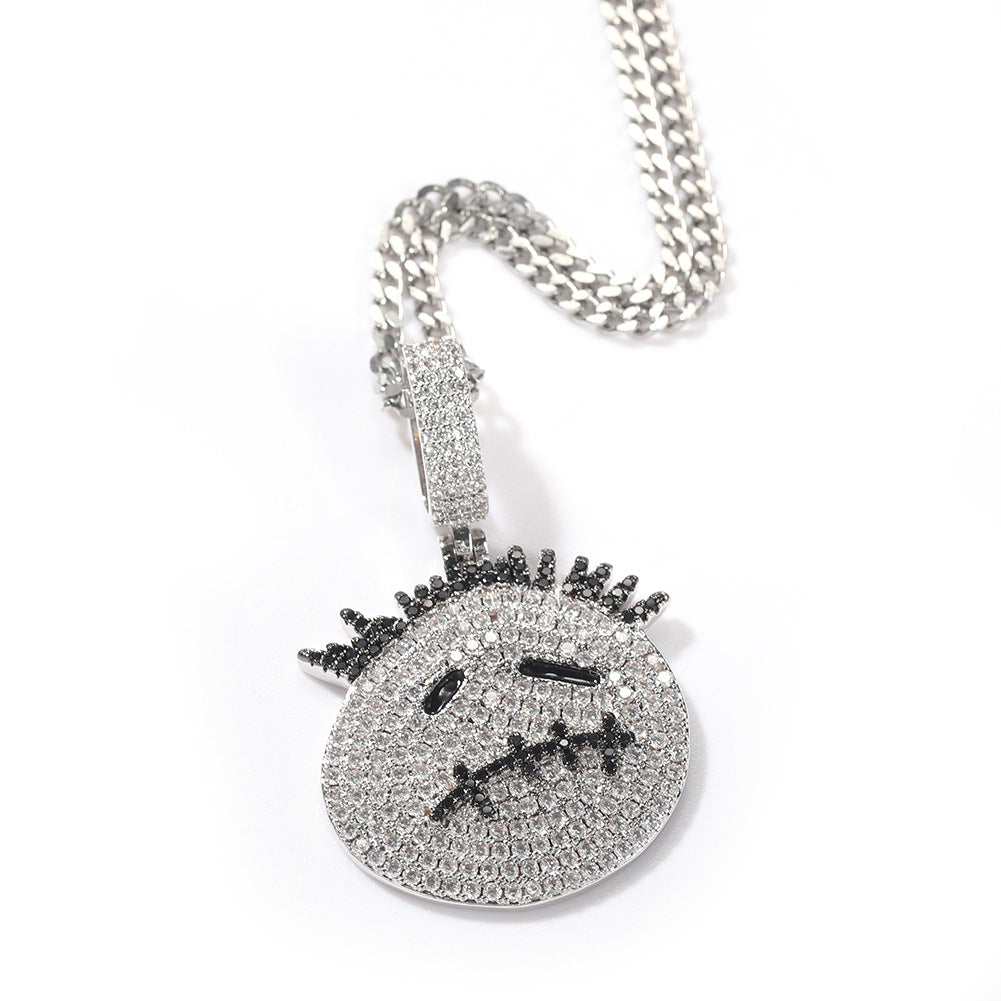 Hip-hop cartoon zircon spiky-head avatar necklace