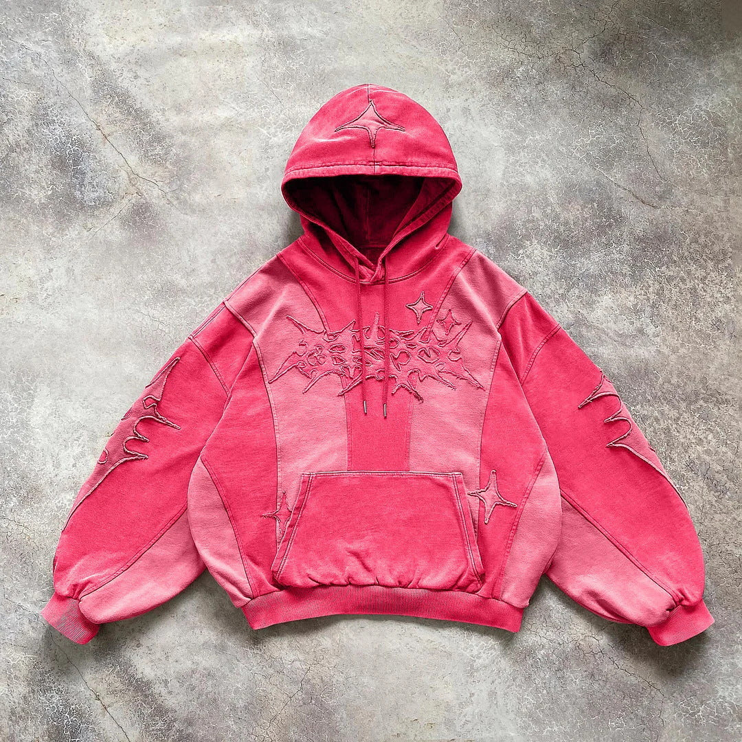 Y2K Star Pattern Patchwork Hoodie