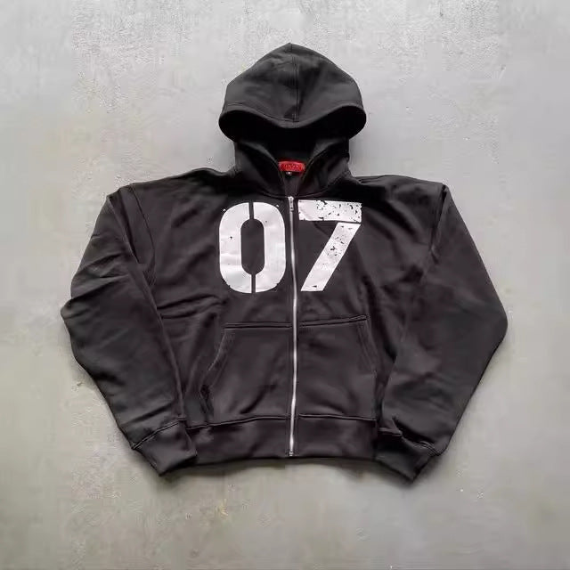 Hip-hop 07 digital sports sweatpants zip-up hoodies