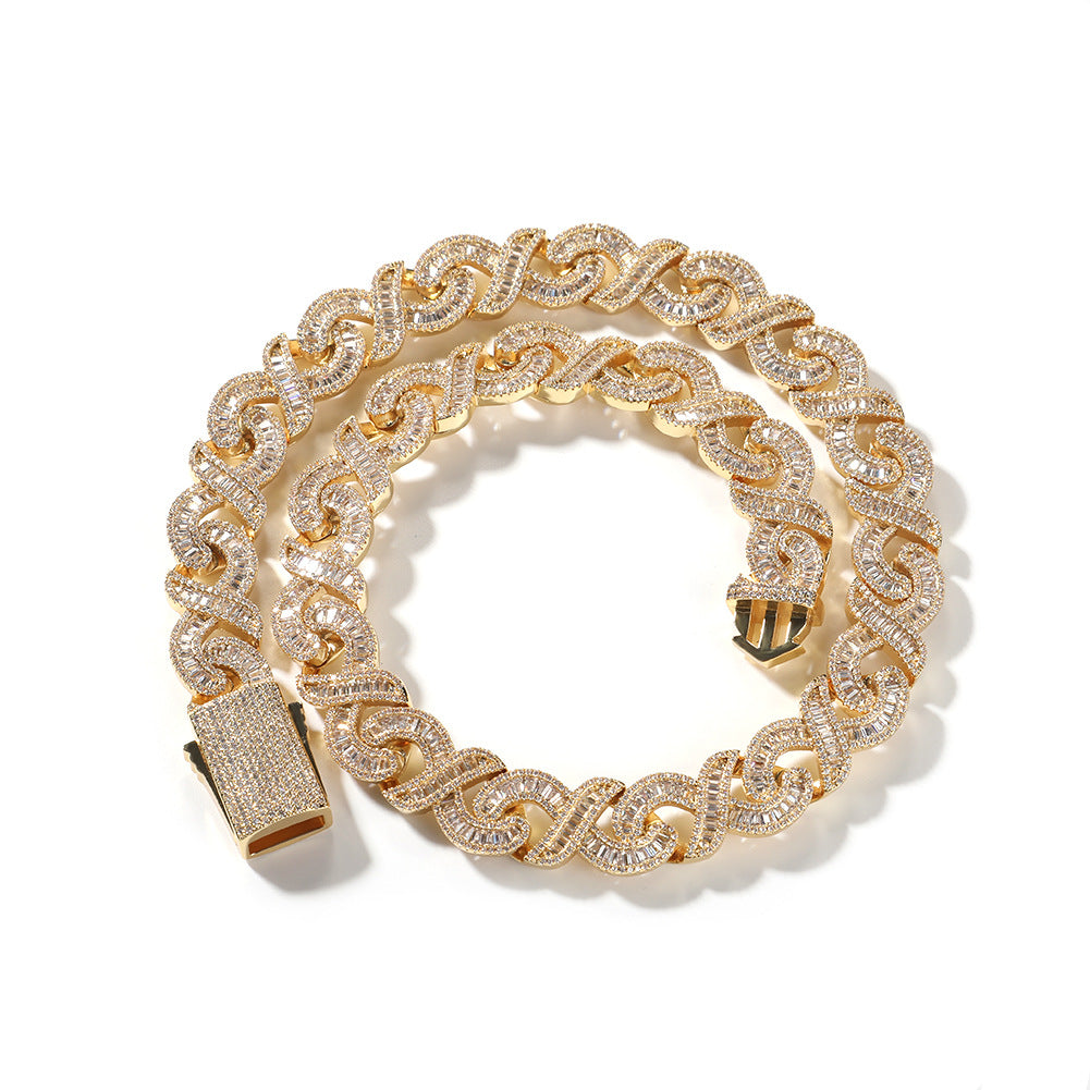 Geometric "T" & Infinity 15mm Diamond-Encrusted Cuban Chain