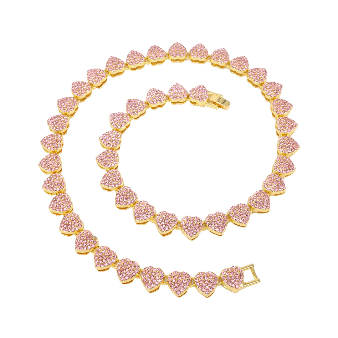Full-Diamond Heart Alloy Necklace
