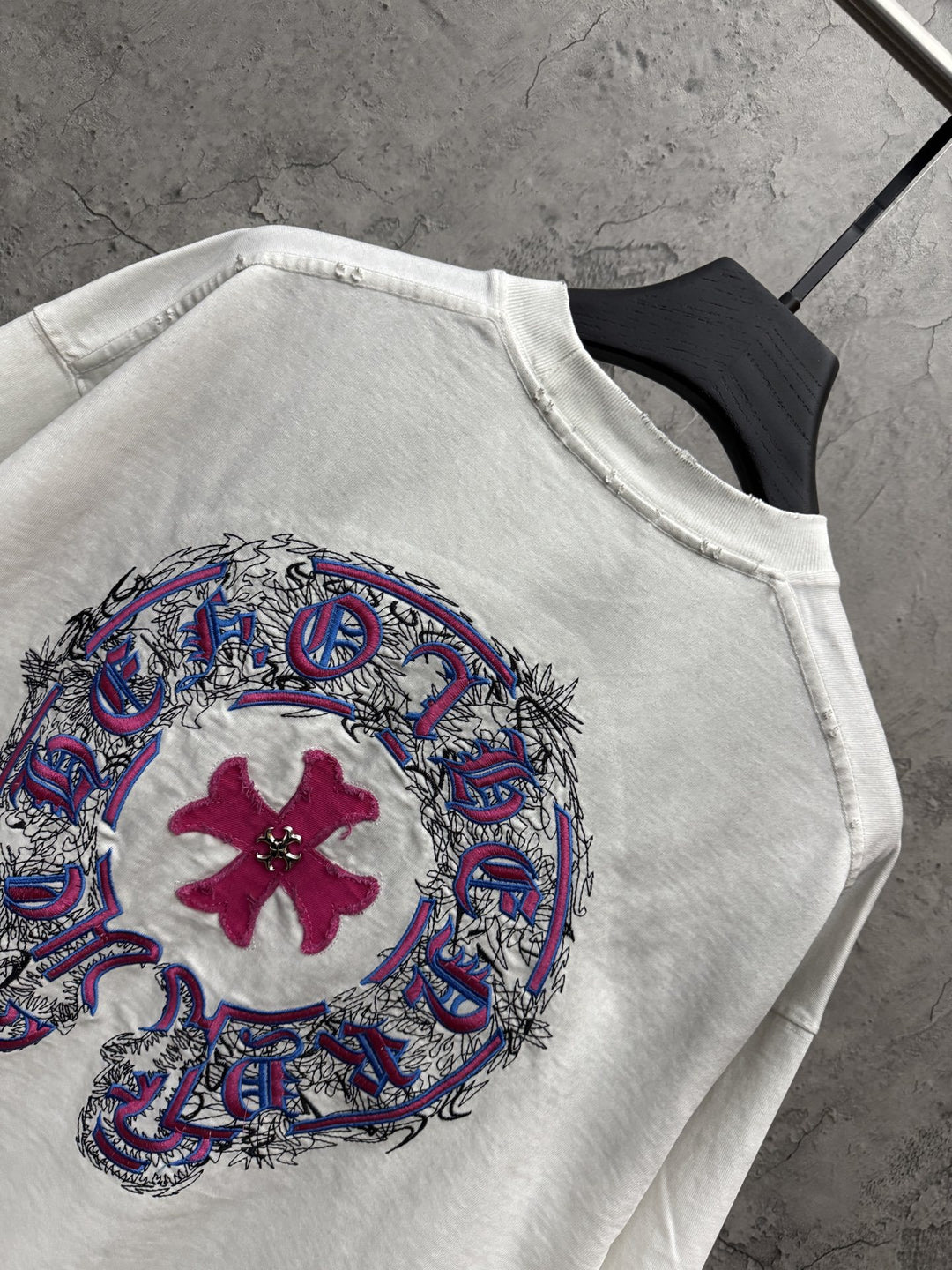 Chrome Hearts Washed Appliqué Embroidered Short-Sleeve T-Shirt