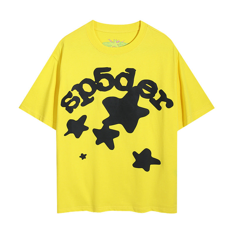 Sp5der foam letter 555 spider web print short-sleeved T-shirt