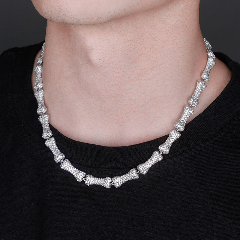 9mm Full Zircon Hip Hop Bone Necklace