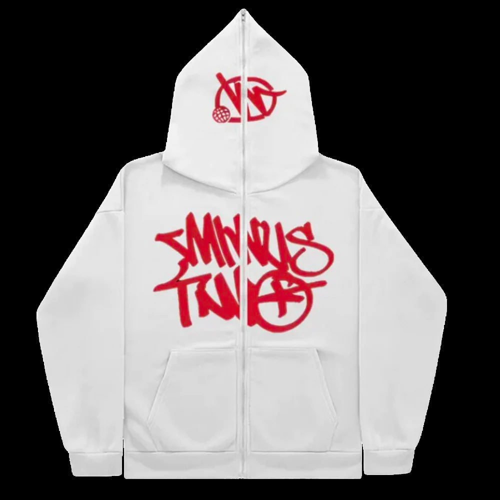 High Street Hip Hoo Printed Zipper Hoodie