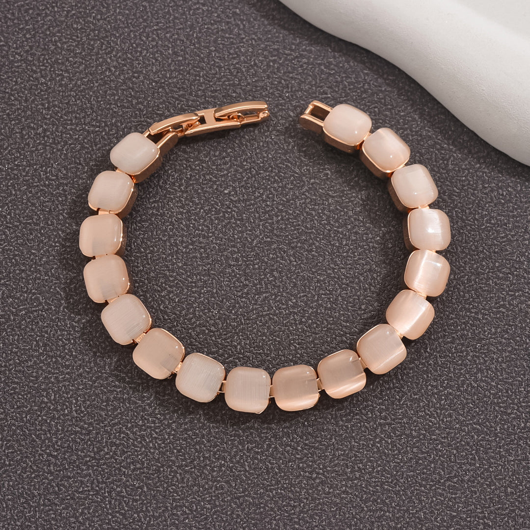 Rose Gold Geometric Cat's Eye Bracelet