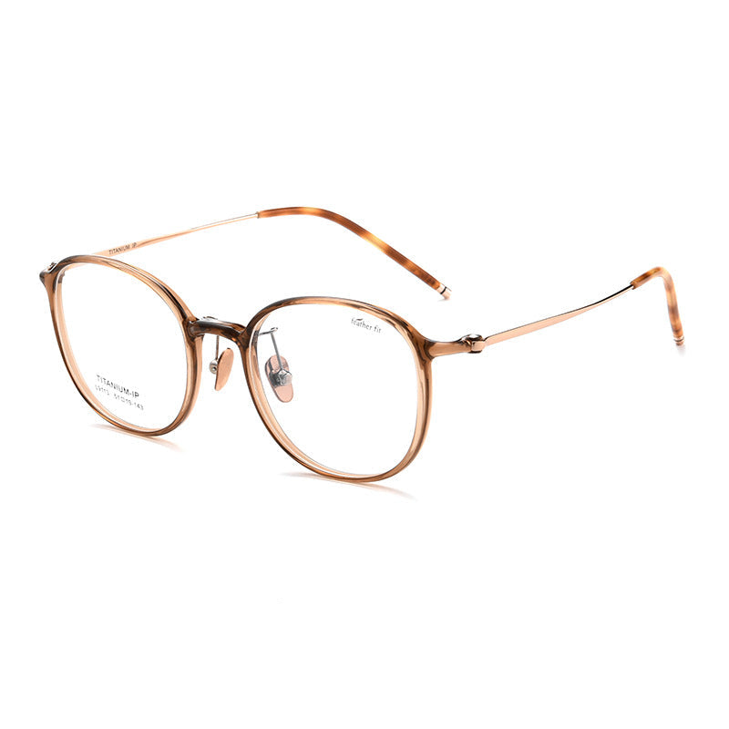Oval ultra-light pure titanium face-slimming glasses