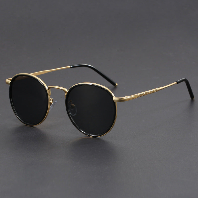 Retro small round frame Hong Kong style sunglasses