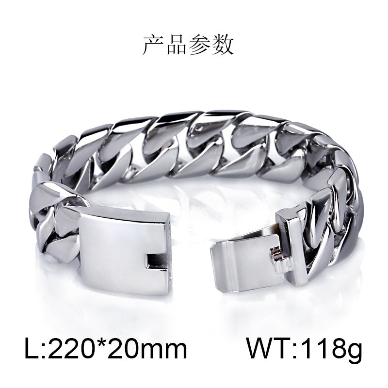 Thin 20mm Cuban chain stainless steel bracelet