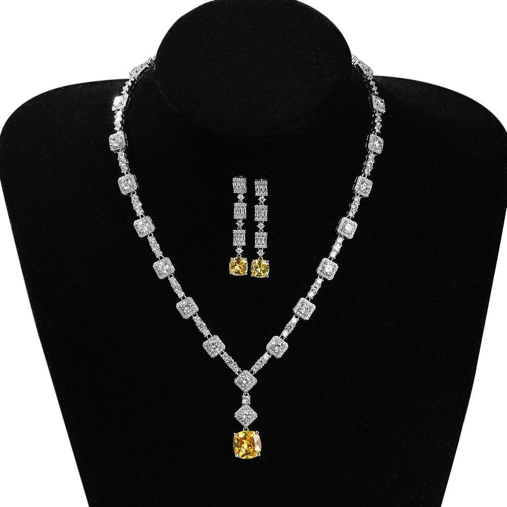 Copper-Set Zircon & Citrine Necklace and Earring Set