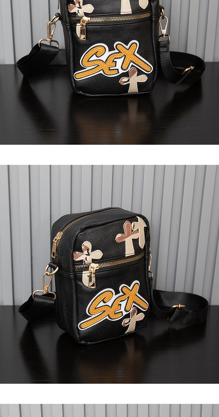 Chrome Hearts camouflage cross sports PU leather shoulder bag