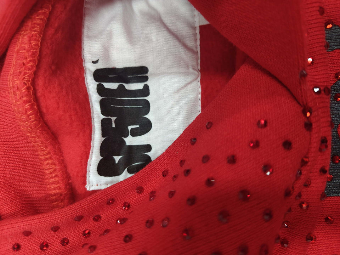 Sp5der full-rhinestone hoodie and sweatpants