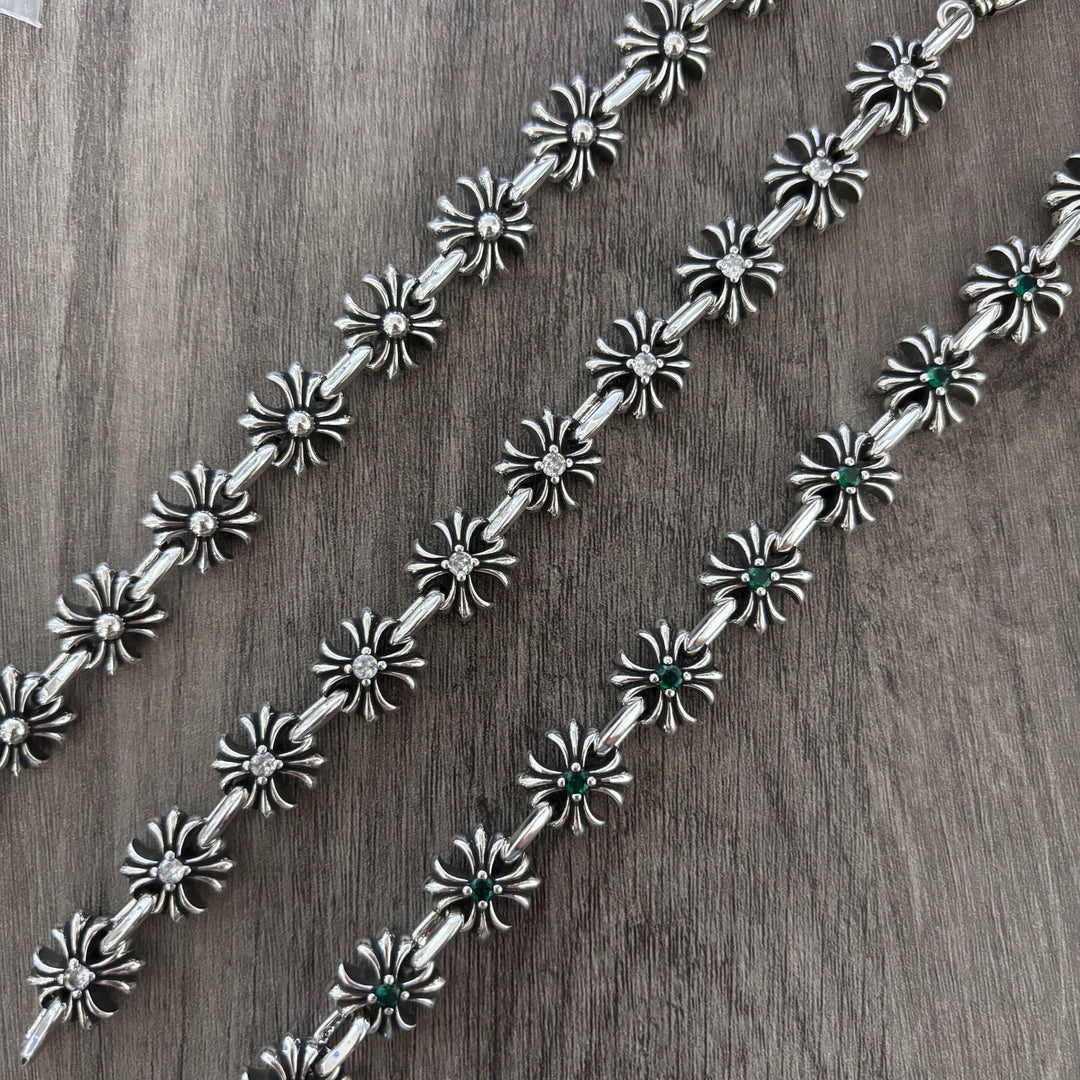 Chrome Hearts Cross Flower Fishhook Buckle Diamond inlaid Bracelet