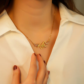 Butterfly Full Diamond Customized Name Necklace