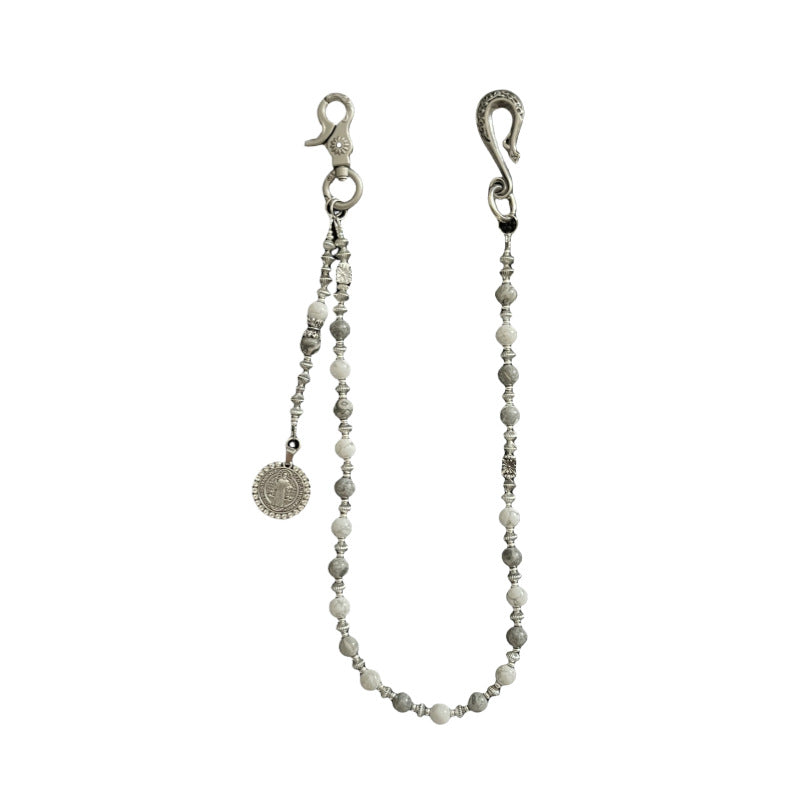 White and Grey Vintage Beaded Handmade Pants Chain
