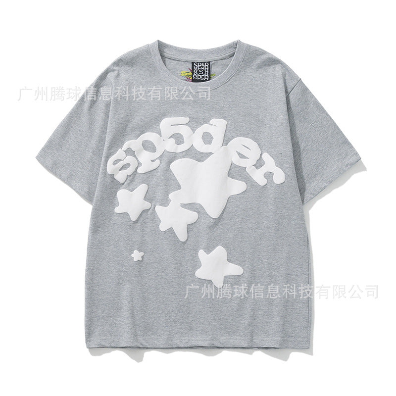 Sp5der short-sleeved foam letter T-shirt