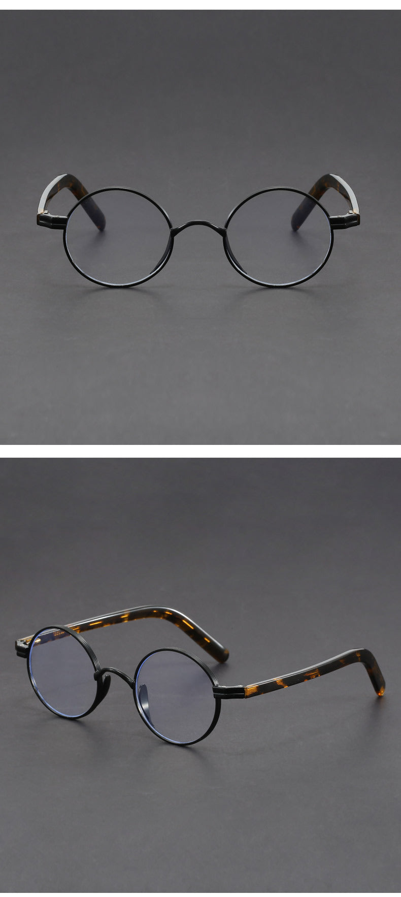Small round gold-rimmed eyeglasses
