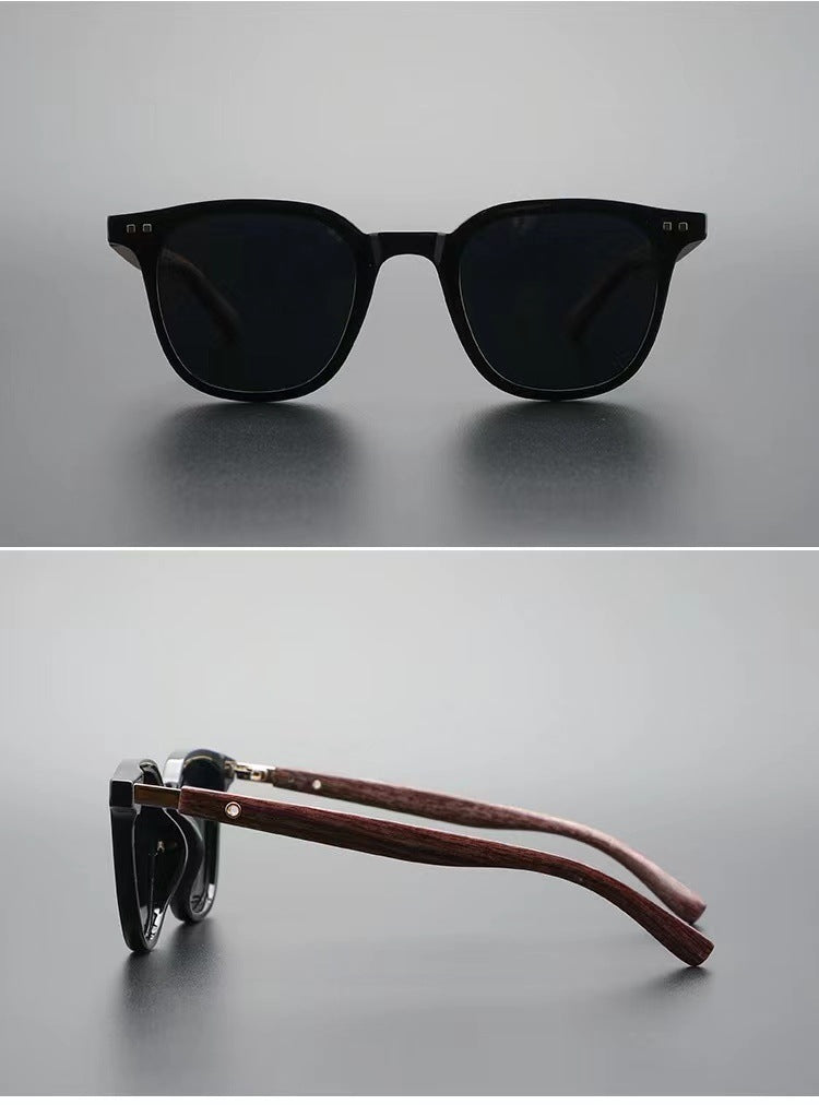 Wood grain temple retro sunglasses frames