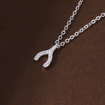 Diamond wishbone necklace