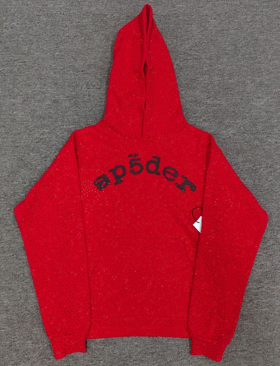 Multi-color full-hot rhinestone Sp5der spider web hoodie
