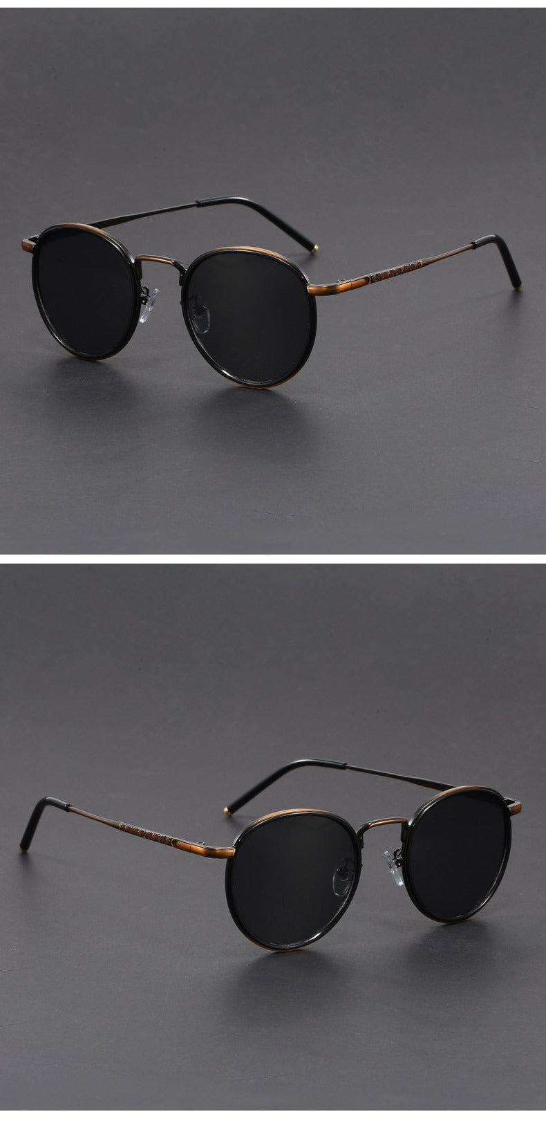 Retro small round frame Hong Kong style sunglasses