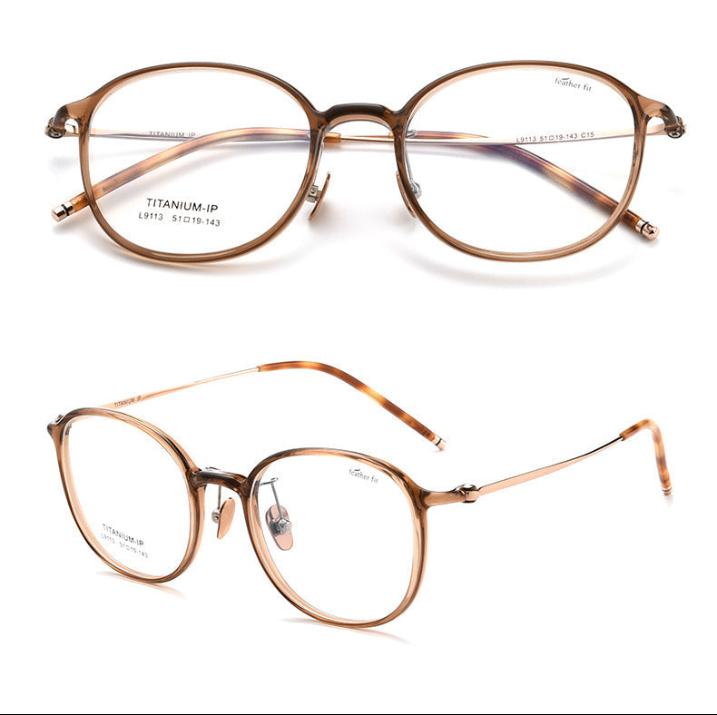 Oval ultra-light pure titanium face-slimming glasses