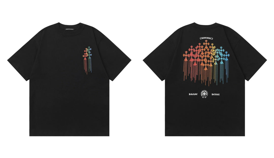 Chrome Hearts Summer Embroidery Print Cotton T-Shirt Short-Sleeve