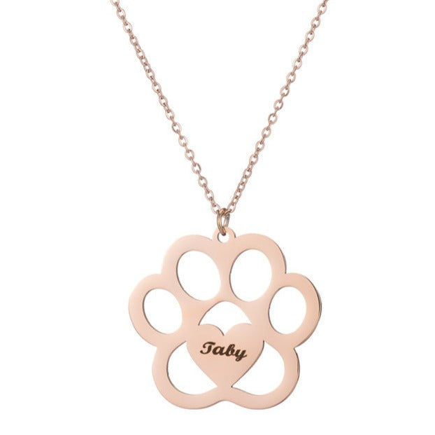 dog name necklace hollow claw love necklace