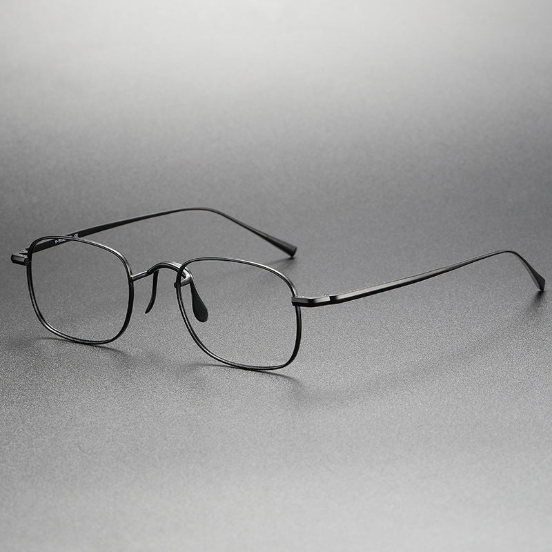 Pure titanium square frame eyeglasses for a slimmer face