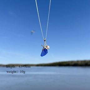 starfish necklace stone chalcedony pearl necklace