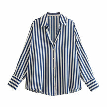 Striped satin long-sleeved shirt