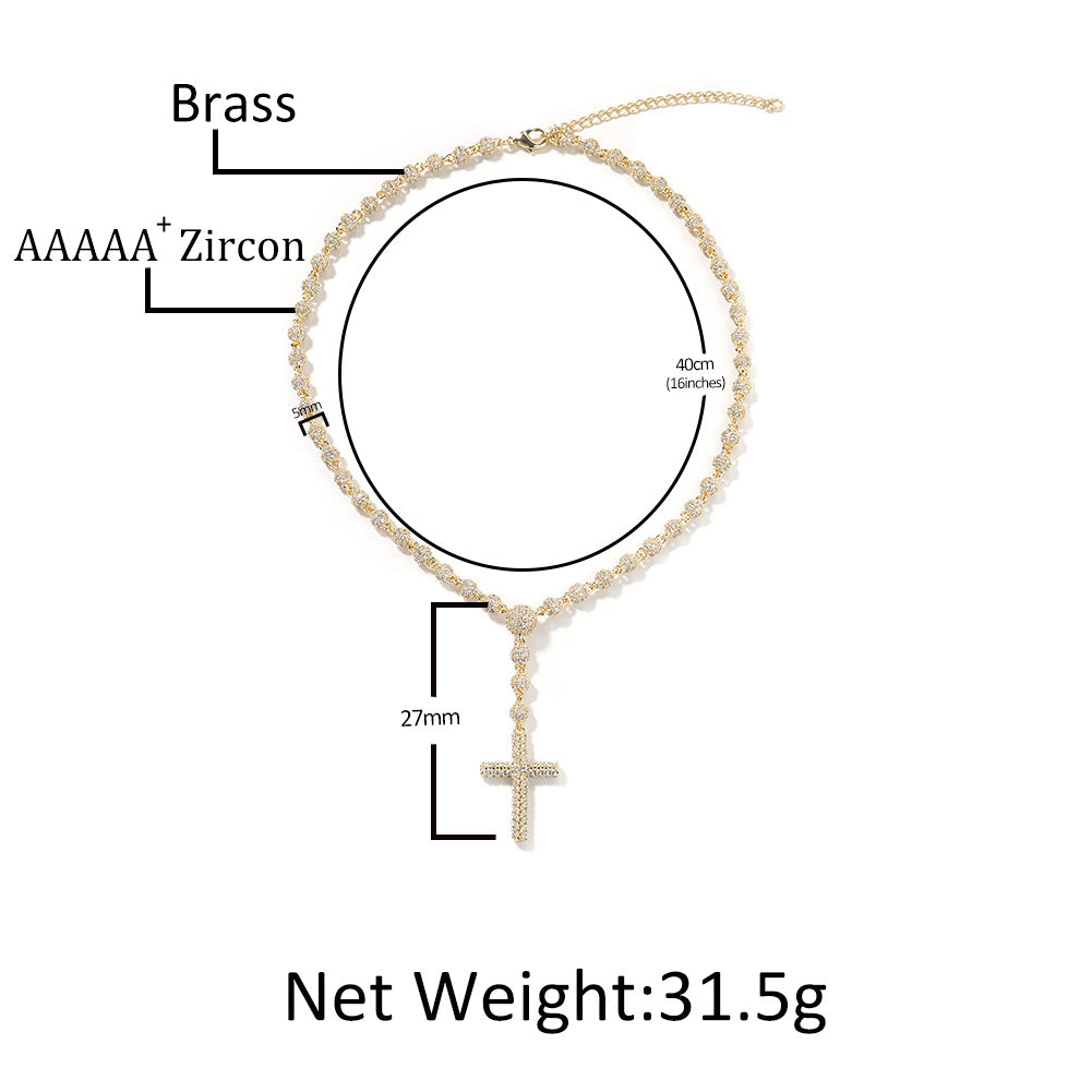 Rosary Clavicle Chain Cross Pendant Beaded Chain