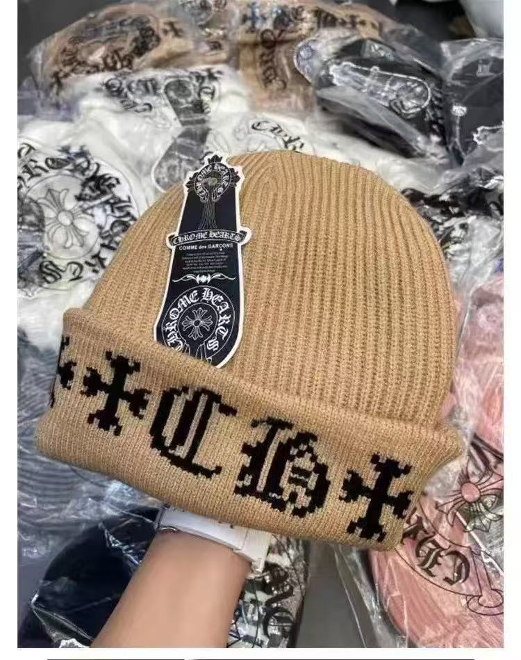 Chrome Hearts warm knit beanie for round faces