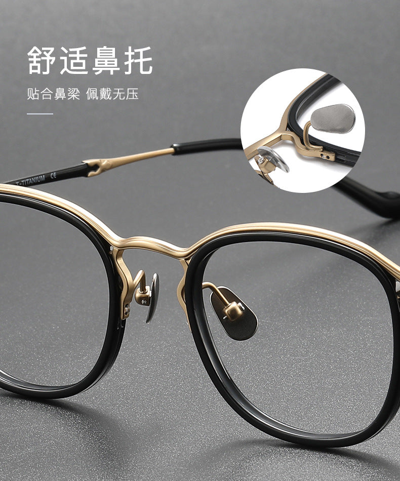 Retro Pure Titanium Acetate Round Frame Glasses