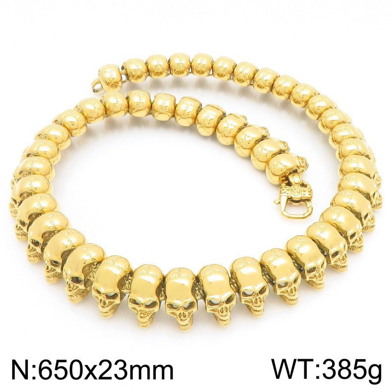 Hip-hop skull men's titanium steel bracelet